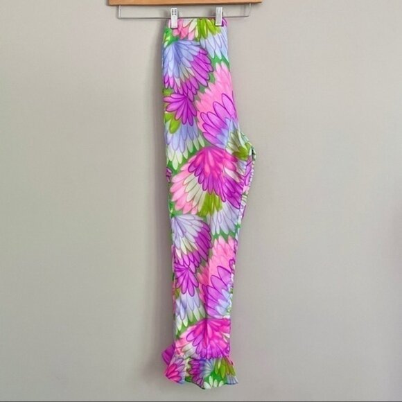 Vintage 60s Pink Purple Floral Hippie Short Sleeve Ruffled Pant Suit - XS/24" - Picture 14 of 16